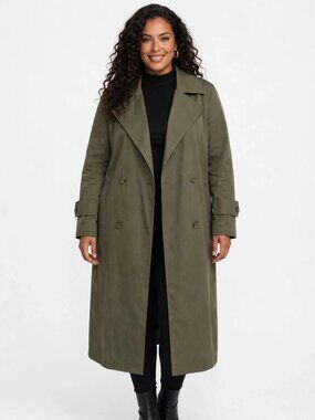Massimo Dutti Belted Trench Coat Olive Green Classic Never Worn M (Fits L)